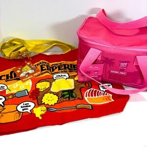 Lot Of 2 NWT Trader Joe's Cheeseburger Tote/Lunch Bag Limited Insulated Pink